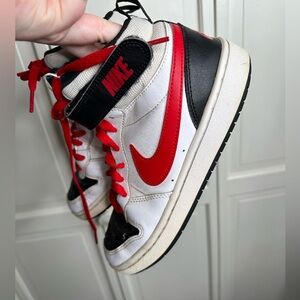 Nike high top black, white and red sneakers size US 5Y